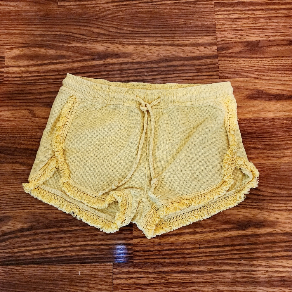 BANJARA Women's Size Medium Yellow Drawstring Elastic Waist Mid-Rise Shorts - Picture 1 of 2